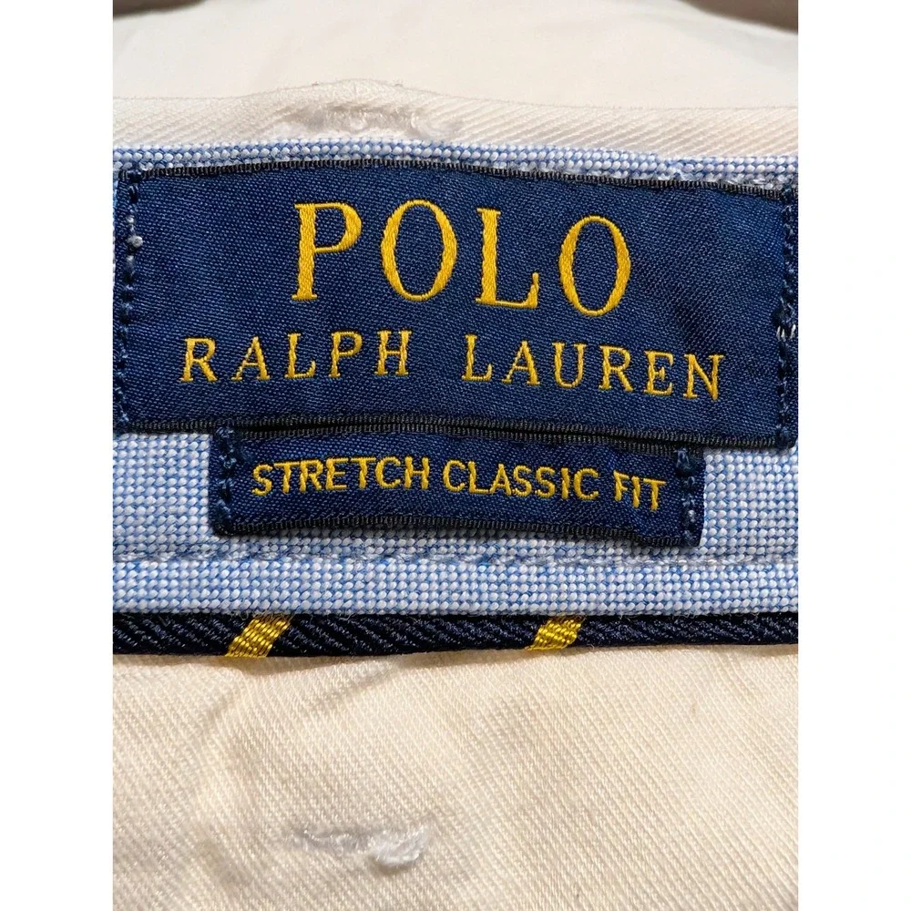 Polo Ralph Lauren Mens 40 The Polo Chino Stretch Classic Fit Shorts Off White